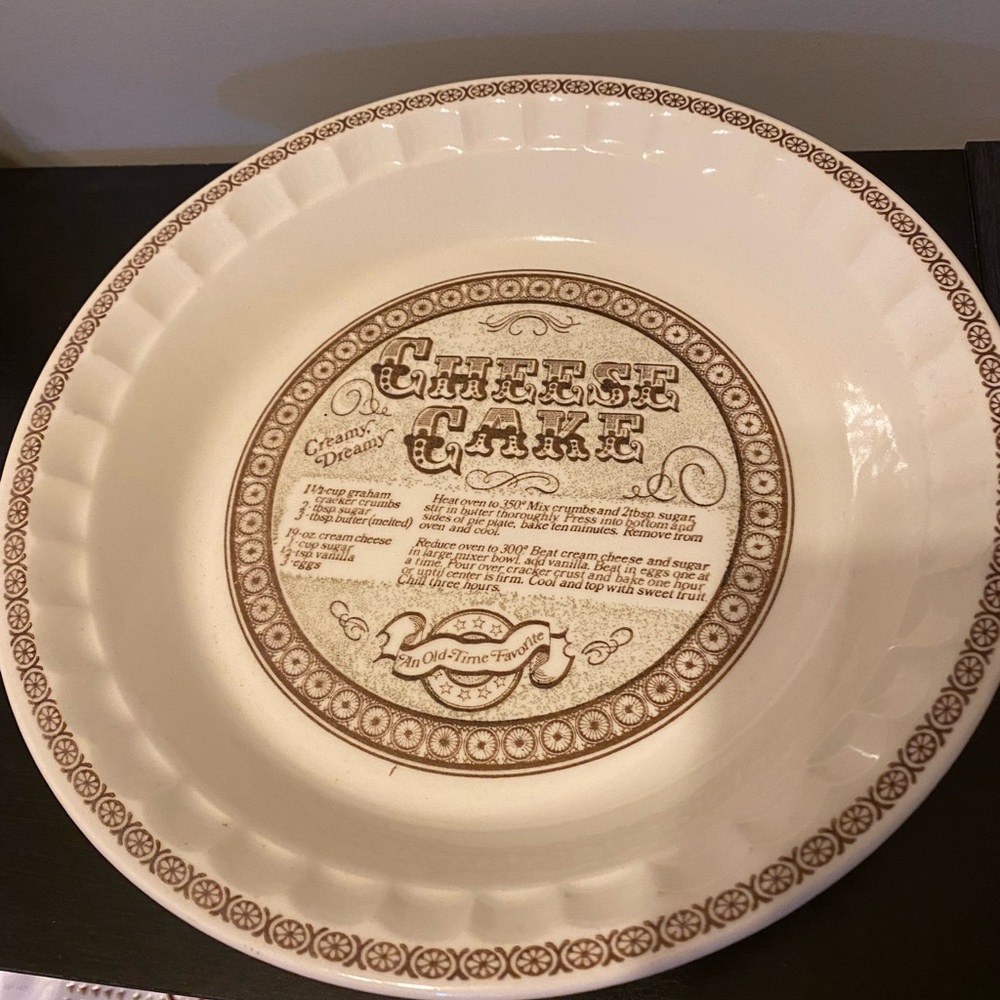 Vintage Cheesecake Recipe Pie Plate Royal China by Jeannette